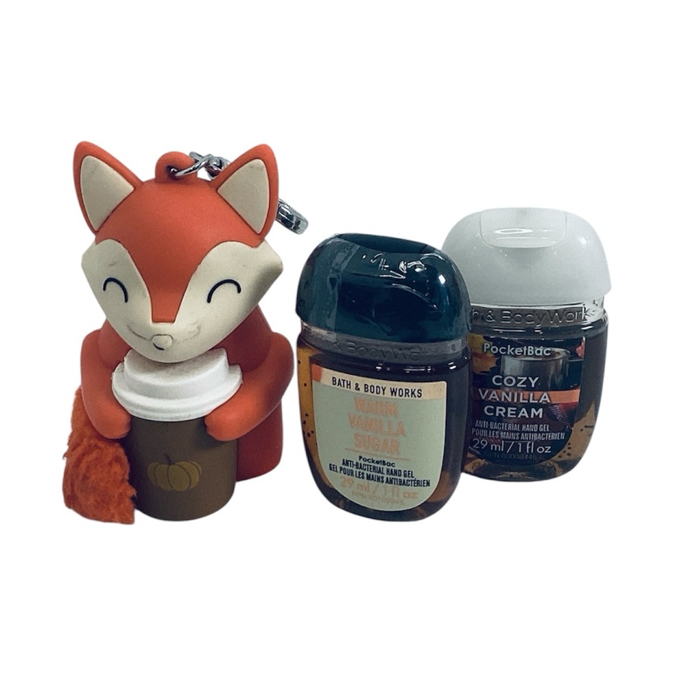 🌺 Bath & Body Works Fox Holder with Vanilla and Cream Sanitizers